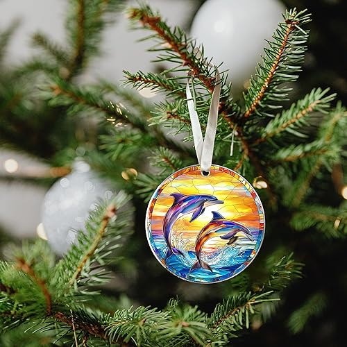 Miniatura 6 de Adornos de delfines para árbol de Navidad, adorno de delfín, regalos costeros para mujeres, hombres, adornos de Navidad costeros para árbol, adorno