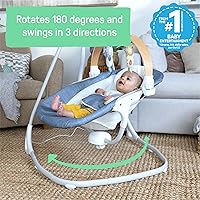 Vista 34 de Ingenuity 2-in-1 SimpleComfort Lightweight Compact 6-Speed Multi-Direction Baby Swing & Rocker, Vibrations & Nature Sounds, 0-9 Months 6-20 lbs