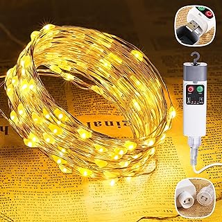 Joomer Fairy String Lights, 33FT 100LED Rechargeable Outdoor String Lights with 13 Modes, Timer, Waterproof Camping Light for Tent, Garden, Patio, Travel (Warm White)