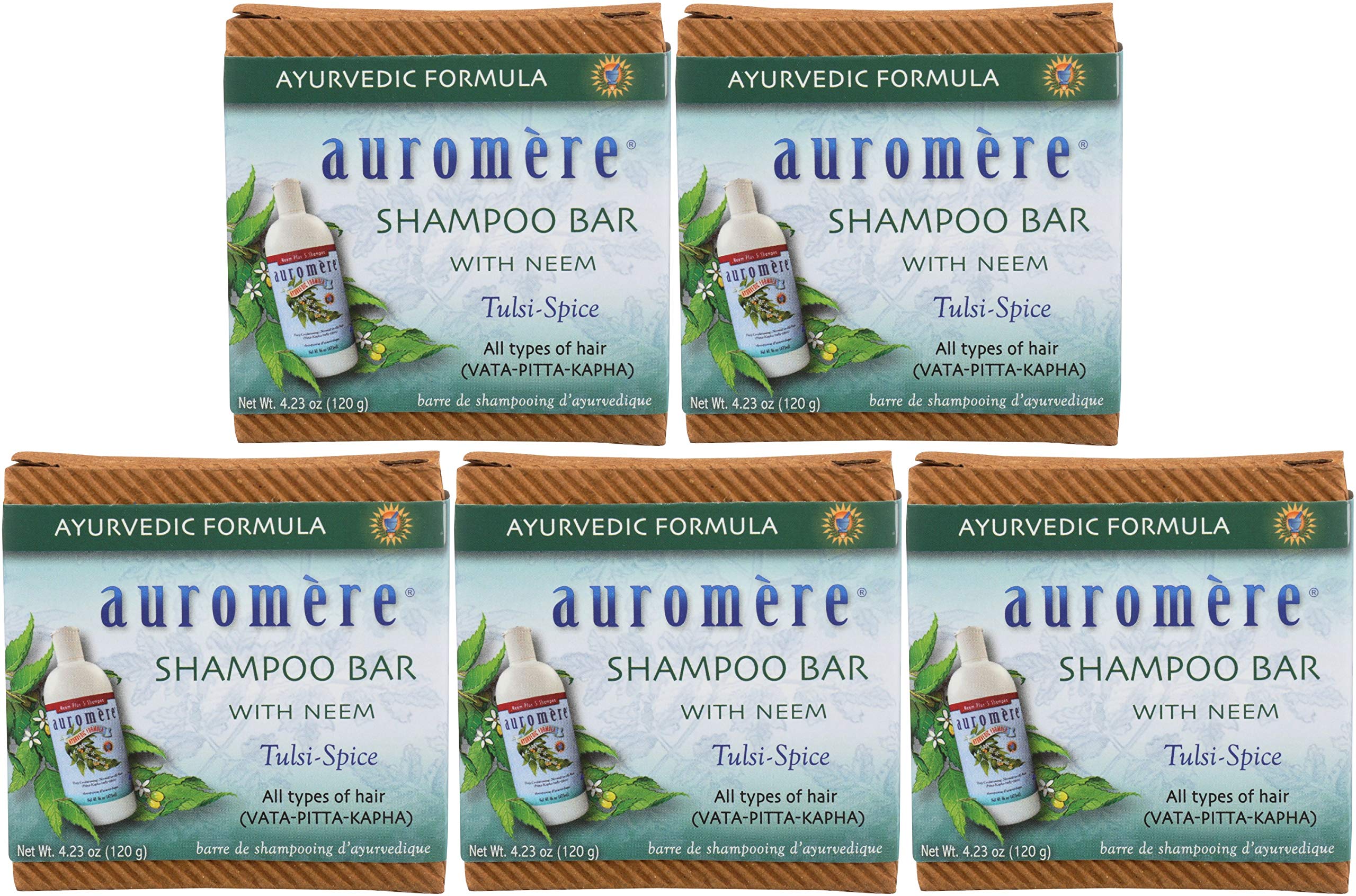 Ayurvedic Shampoo Bar - Eco Friendly, Handmade, Vegan, Cruelty Free, Natural, Non GMO, All in One Bar for Soap and Shampoo (4.23 oz), 5 pack