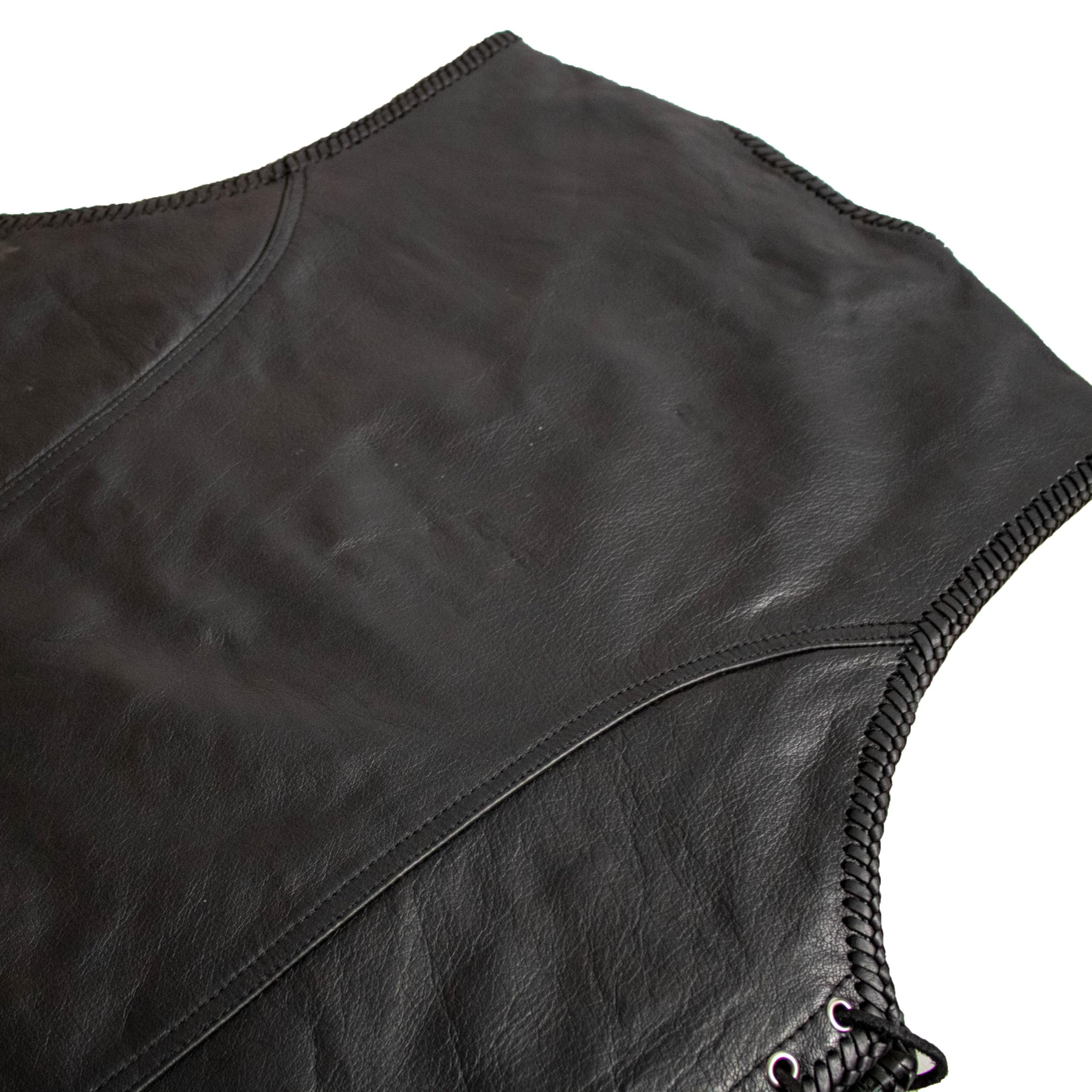 MDM Herren Lederweste, Bikerweste, Lederkutte, Rindleder, Clubweste,
