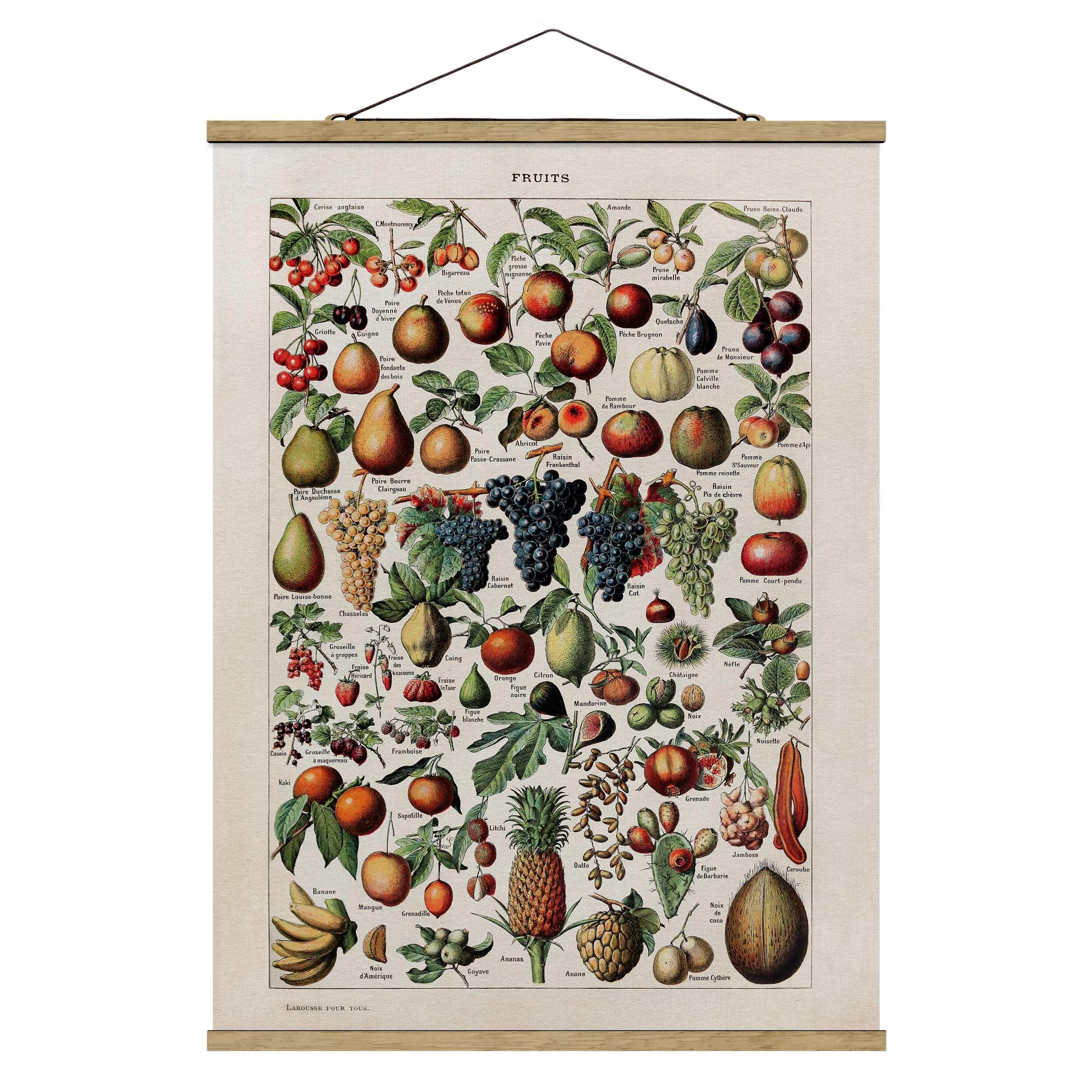 micasia Stoffbild Küche Wandbehang inkl. Holzfurnier & Kordel Wanddeko - Made in Germany - Pflanzen Retro Vintage bunt Küche Bild 5238 (35x46,5cm)