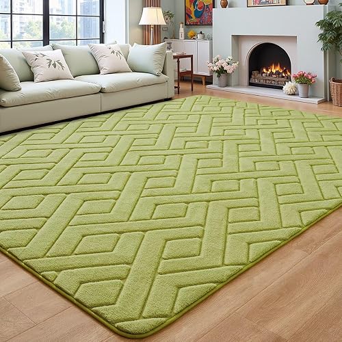 Flagover 5x7 Green Fluffy Shag Area Rug
