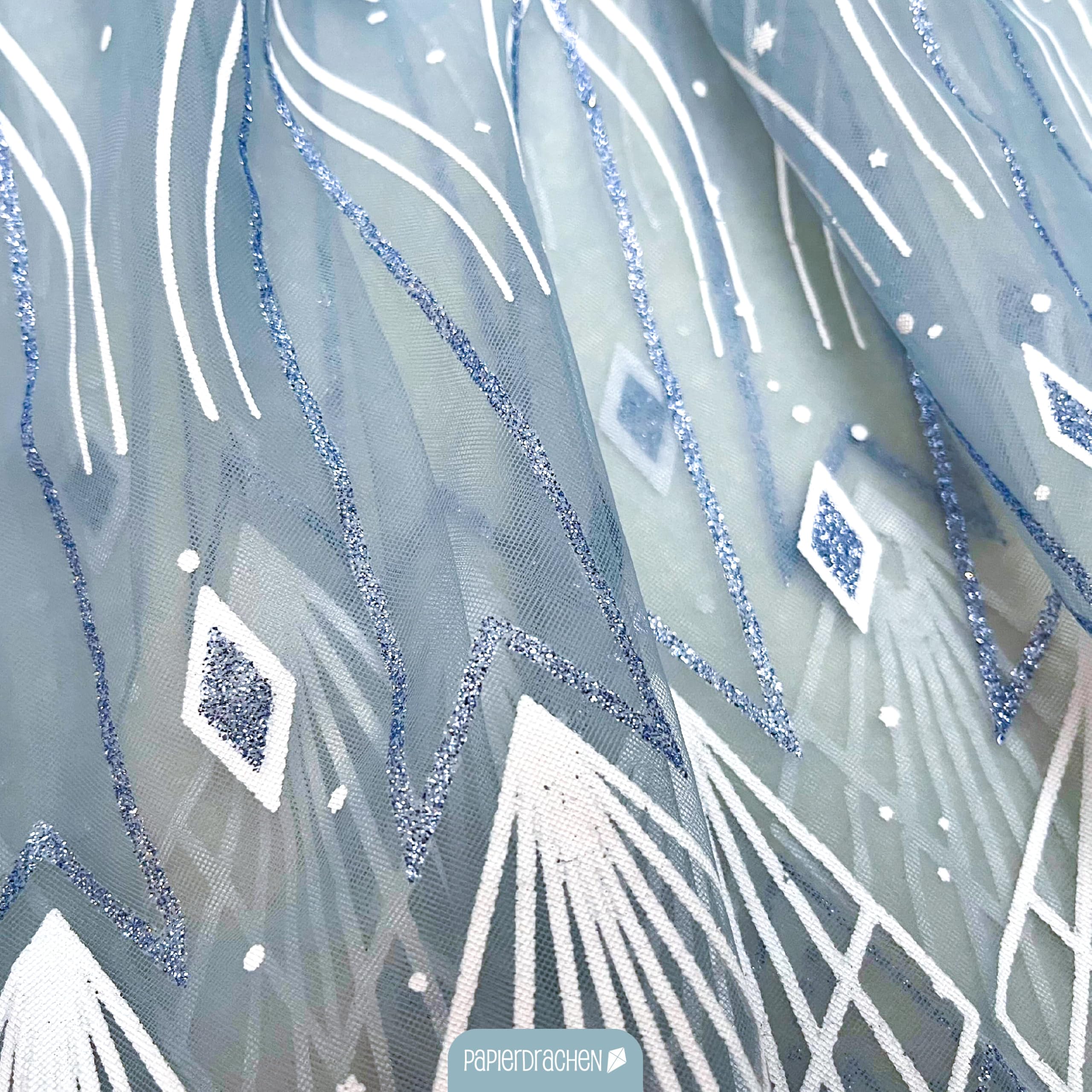 Papierdrachen Tulle Cape - Light Blue - with Ice Crystals - Glittering - Fancy Dress - Cape - Children's Costume - One Size - Set 03 - Image 4