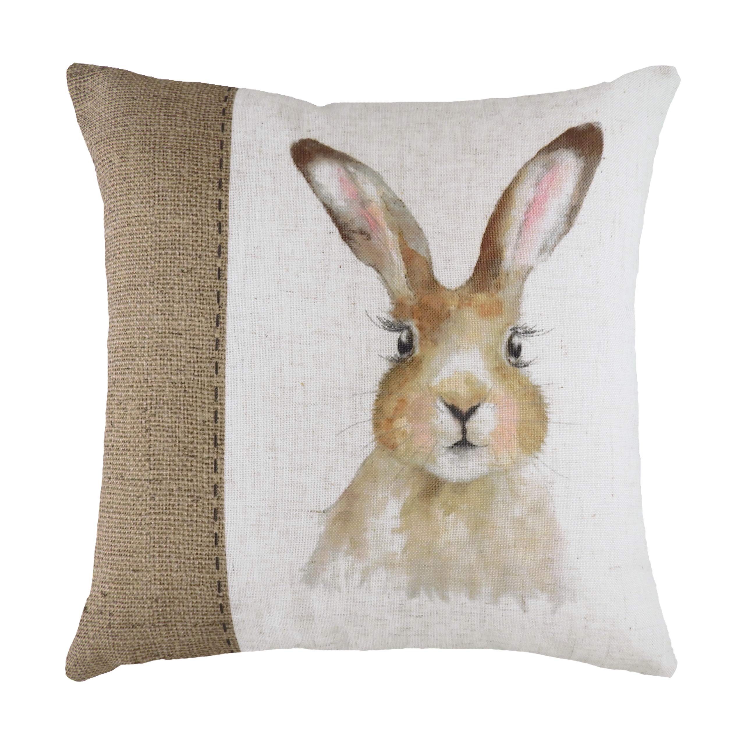 Evans Lichfield Hessian Hare Throw Pillow Cover (43cm x 43cm) (White/Brown)