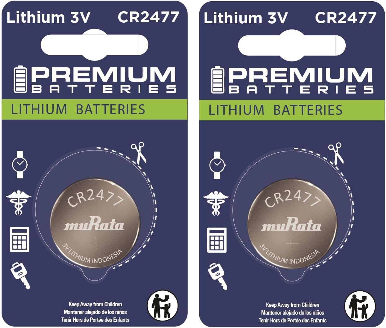 Premium Murata CR2477 Lithium 3V Coin Cell - Japanese Engineered High Capacity Batteries (2 Pack)