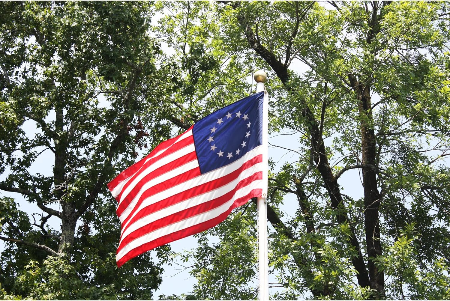 ROTERDON Betsy Ross Flag 5x8 FT Outdoor, Embroidered 13 Stars Colonies Primitive American US Flag, Heavy Duty Nylon Sewn Stripes and Brass Grommets