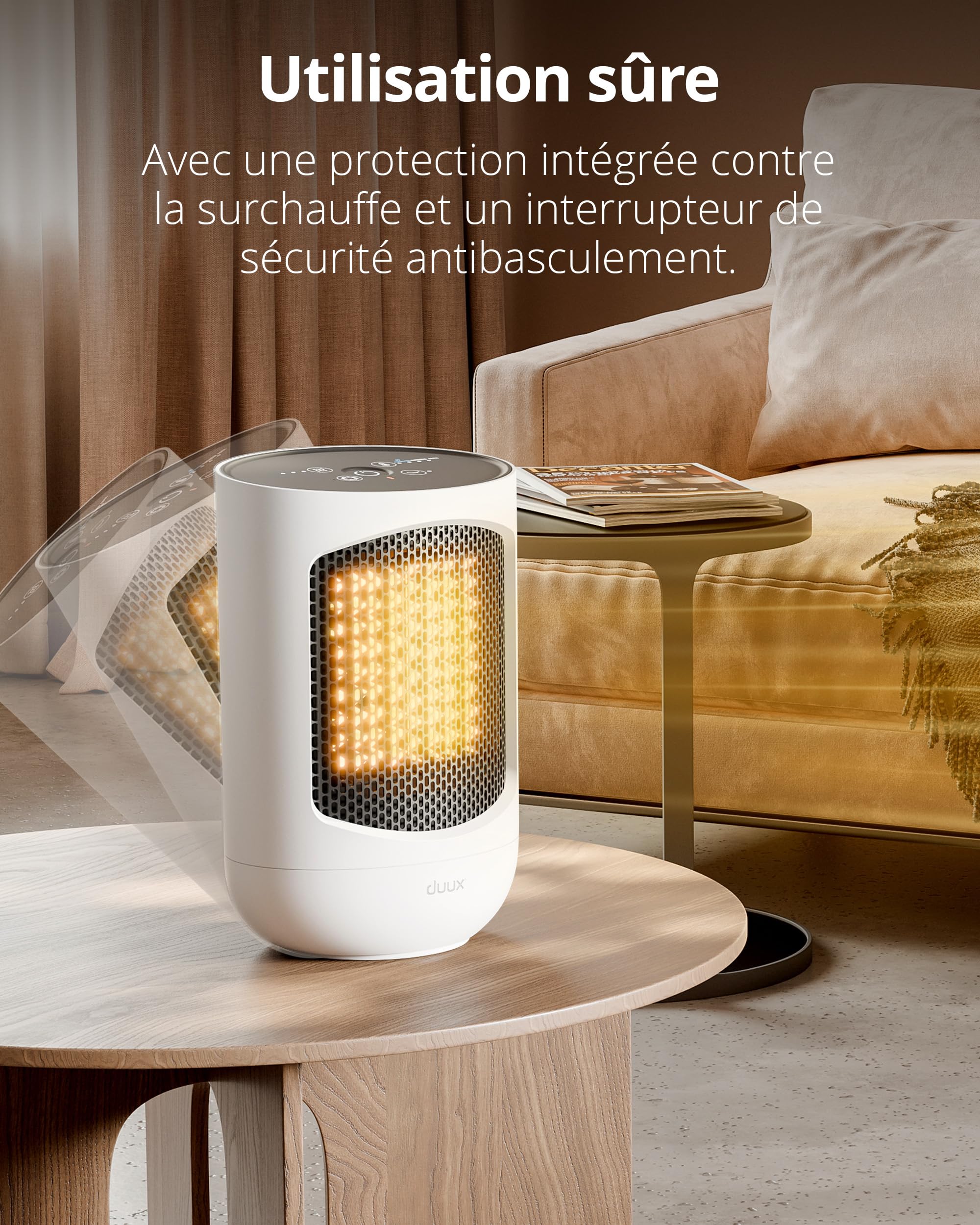 Duux Zone Chauffage Soufflant Céramique – 1500W – Thermostat – Blanc