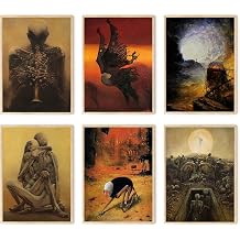 Zdzis aw Beksi ski Wall Art Set of 6 Artist Prints Wall Decor Vintage Poster, Aesthetic Decorative Painting for Living Room Bedroom Wall, Rustic Decorative Painting Unframed10x14 inch
