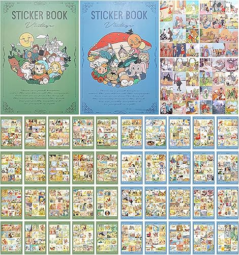 ZLSPTK - 480 calcomanías vintage para álbumes de recortes, calcomanías clásicas de cuento de hadas Washi para planificador de diario, libro de