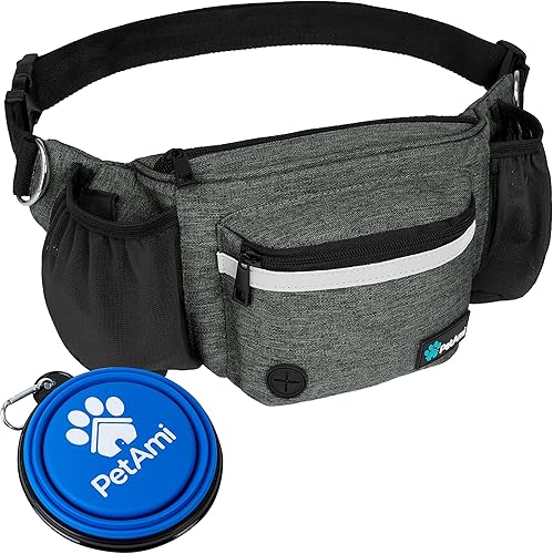 PetAmi Riñonera para perros, bolsa de golosinas para pasear perros, entrenamiento, dispensador de bolsas de excremento integrado, soporte para