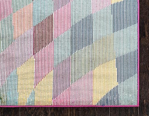 Miniatura 9 de Unique Loom Estrella Collection - Alfombra geométrica, abstracta, colorida, moderna, ecléctica, de 5 x 8 pies, multicolor y rosa
