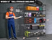 Vista 3 de Estantes de almacenamiento resistentes de 6 niveles, estantes ajustables NSF para garaje con ruedas y pies ajustables, estantes independientes