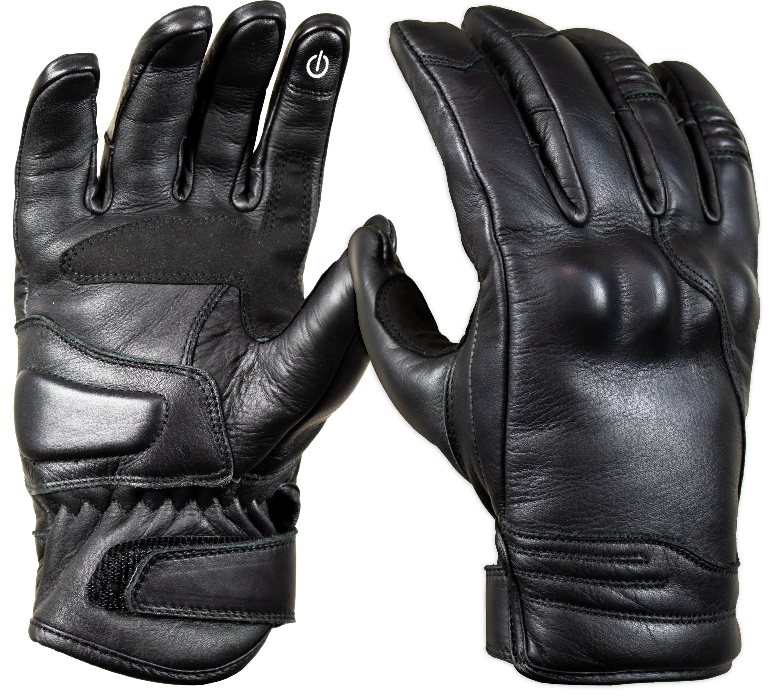MDM Motorradhandschuhe Herren Leder, Retro Biker Handschuhe Chopper, Touchscreen Funktion, Rindsleder, Knöchelprotektor, rutschfeste Handfläche