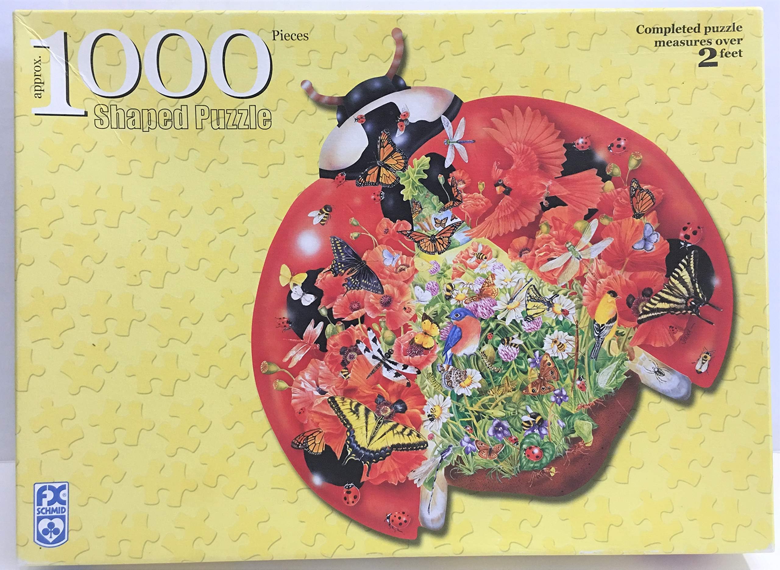 FX Schmid 1000 Piece Shaped Puzzle - Ladybug Landing by Artist Janet Skiles