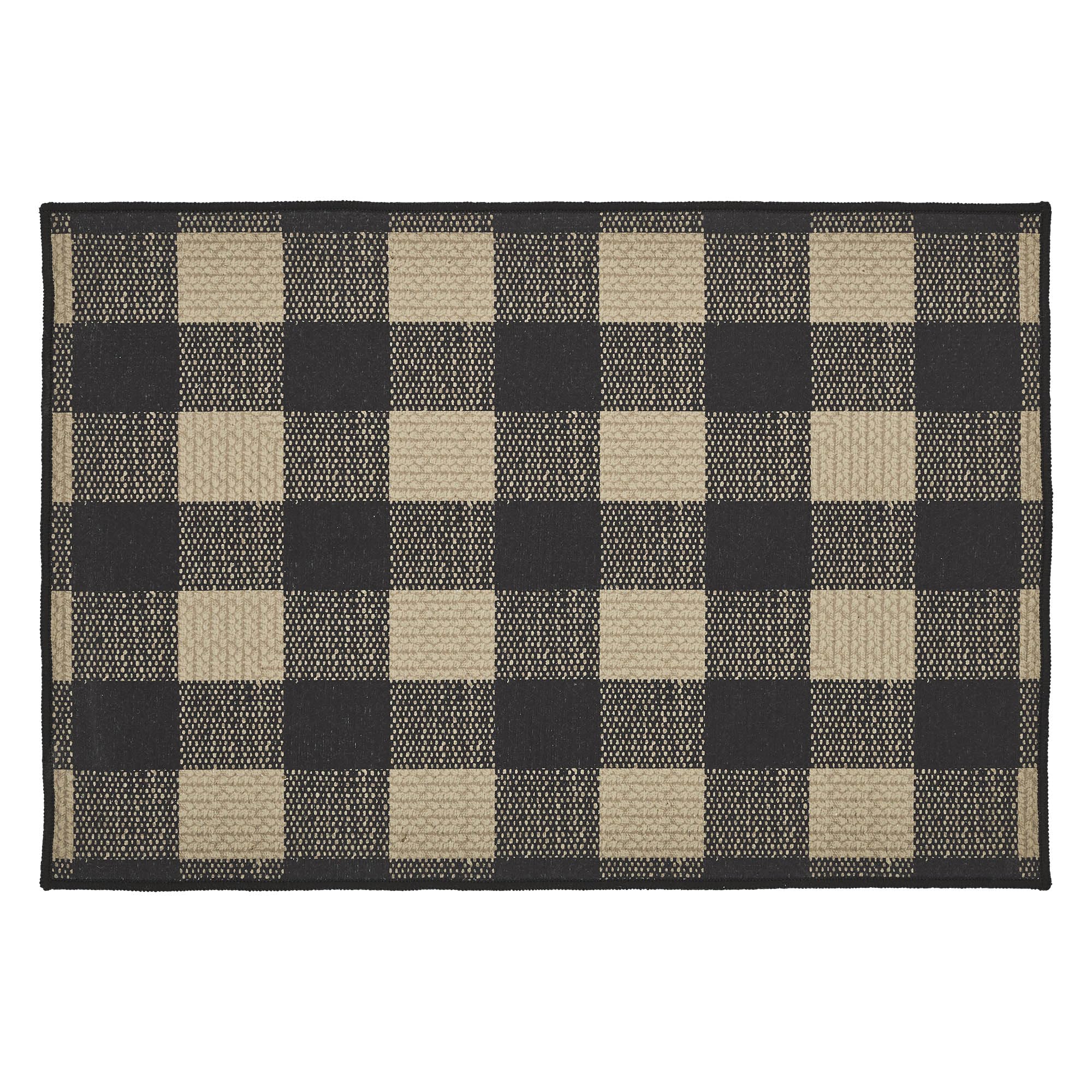 VHC Brands Black Check Indoor Rug Rect 20x30, Polyester Area Rug, Accent Rug, Floor Decor, Black Check Collection, Rectangle 20x30, Country Black