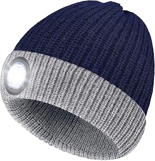 HIGHEVER LED Beanie Hat with Light: Christmas Stocking Stuffers for Men Adult Cool Gifts for Teen Boys Men Dad Winter Gifts