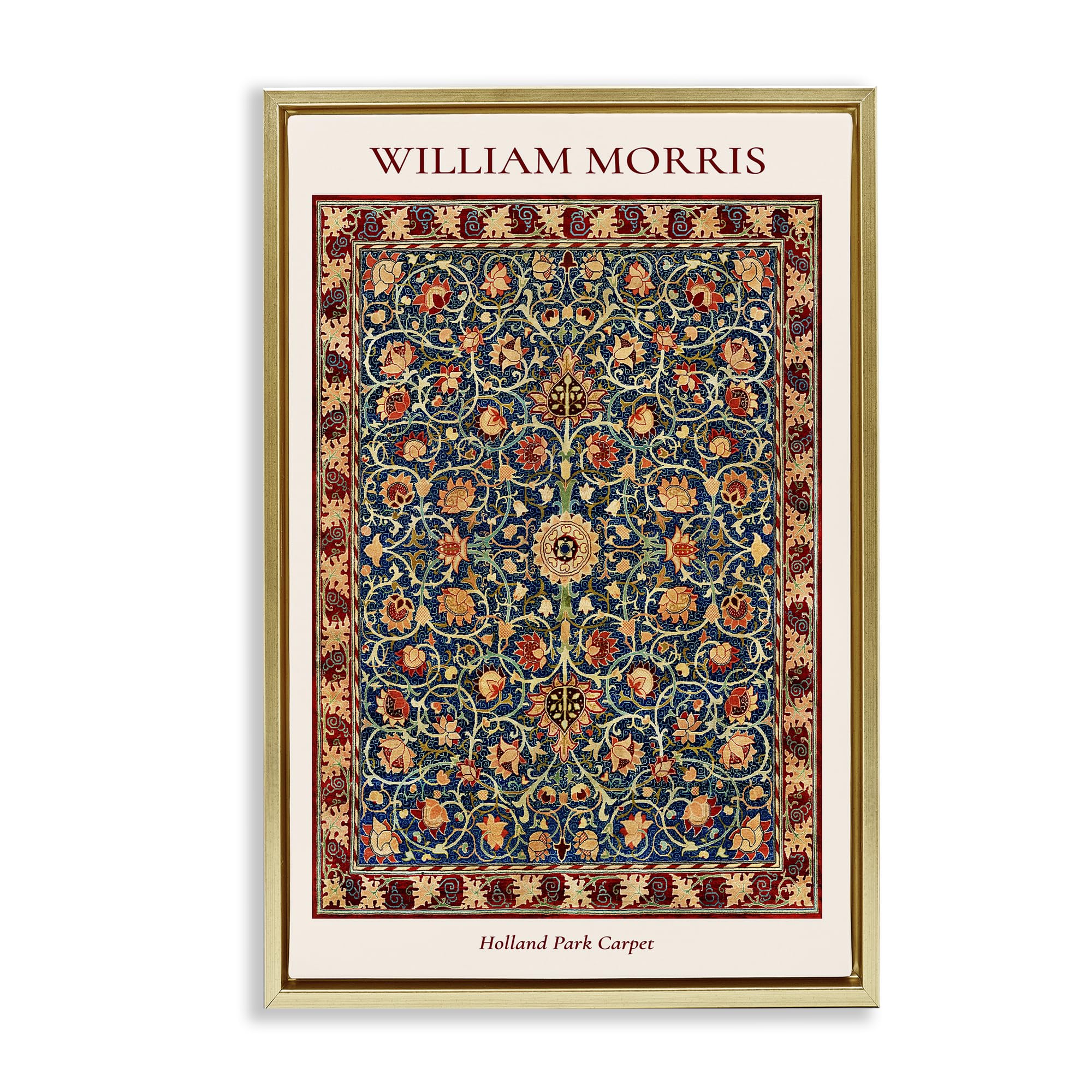 Stupell Industries William Morris Floral Tapestry Wall Art for Living Room, Cool Botanical Elegance, 20 x 30 Inch Gallery Wrapped Canvas Wall Art in Floater Frame, by Vintage Hustle, Made in USA Gift