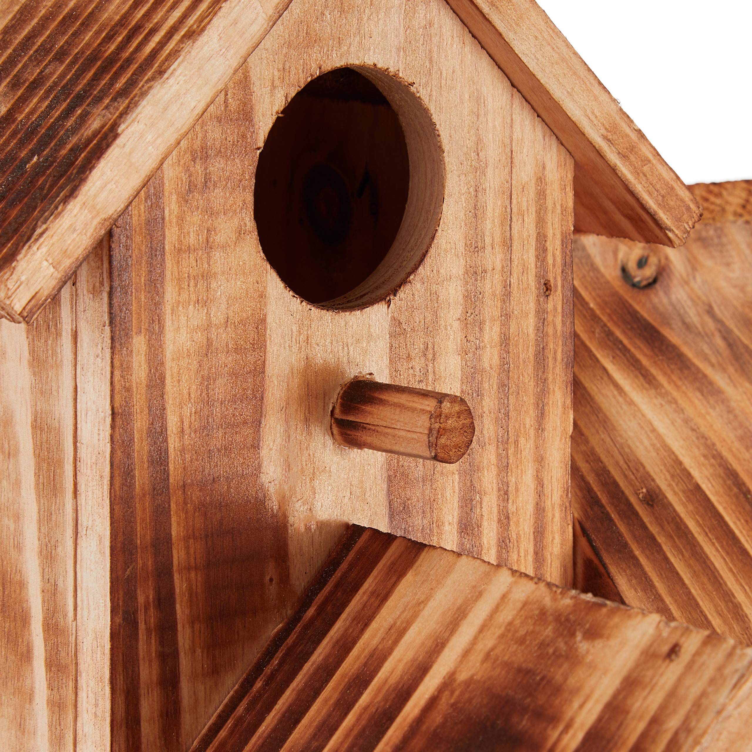 Relaxdays Nid d’Oiseaux, à Suspendre, Balcon, terrasse, Jardin, Bois brûlé, Niche déco, HLP 34x20x19 cm, Naturel