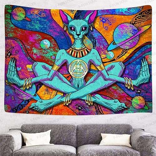 Miniatura 3 de F-FUN SOUL Tapiz de meditación para dormitorio, tapiz de Halloween, 80 x 60 pulgadas, tapiz estético espiritual para colgar en la pared para
