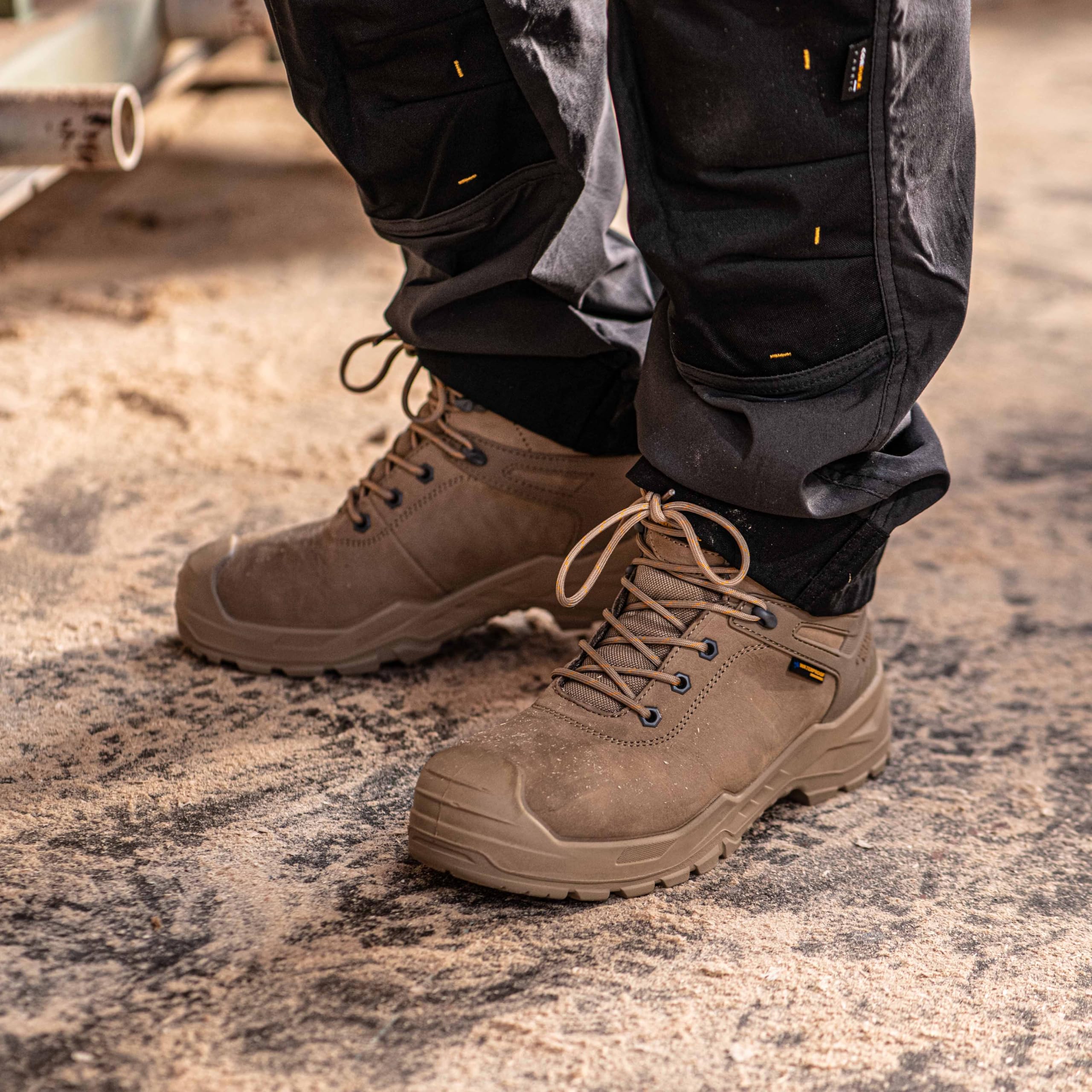 DEWALT Hayes - Botas de trabajo de seguridad impermeables para hombre, de cuero, puntera de acero