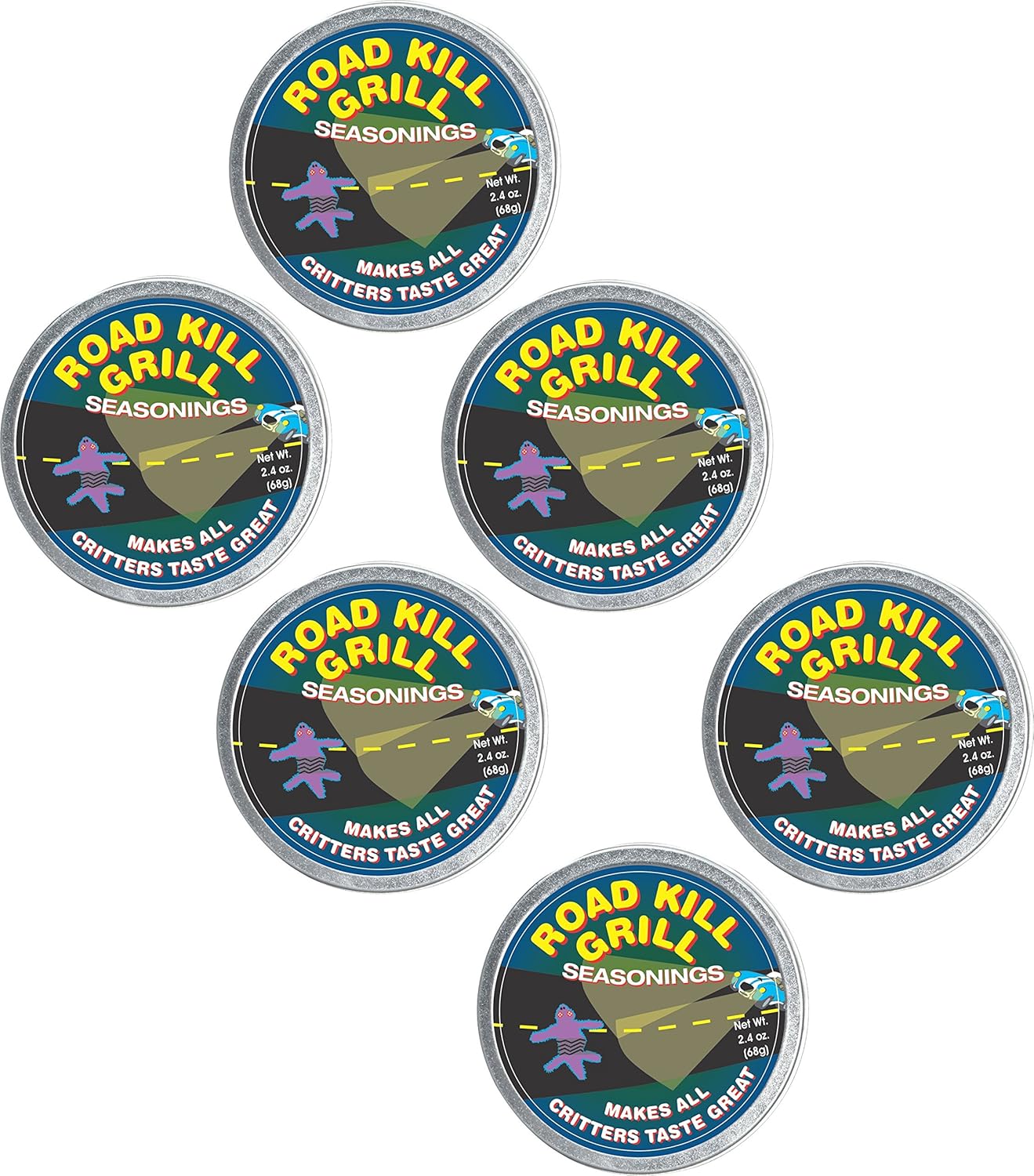 Dean Jacobs Road Kill Grill Seasoning Rub, 2,4-Ounce Tins Pack med 6