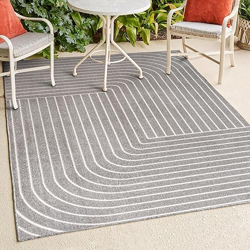 Miniatura 8 de JONATHAN Y Odense - Alfombra de área de ángulo alto y bajo para interiores y exteriores, 8 x 10 pies, grismarfil, moderna, contemporánea,