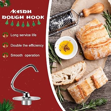 Stainless Steel Kitchen Mixer Accessories K45DH Coated Fabric Hook & Kitchen Mixer Attachment K45b Coated Flat Beater & K45WW Wire Whip Compatible with 4.5 Quart Tilt Head Stand Mixer MIFLUS