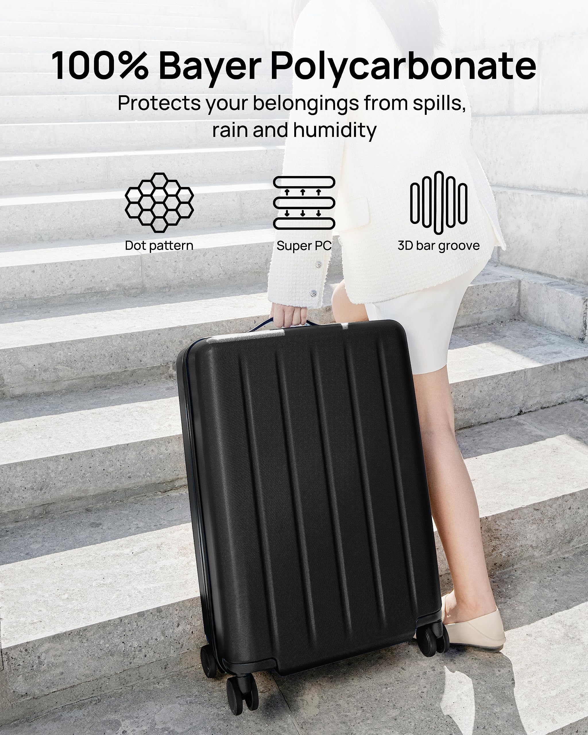 Hardside 20Inch Carry on Luggage, Spinner Suitcases Airline