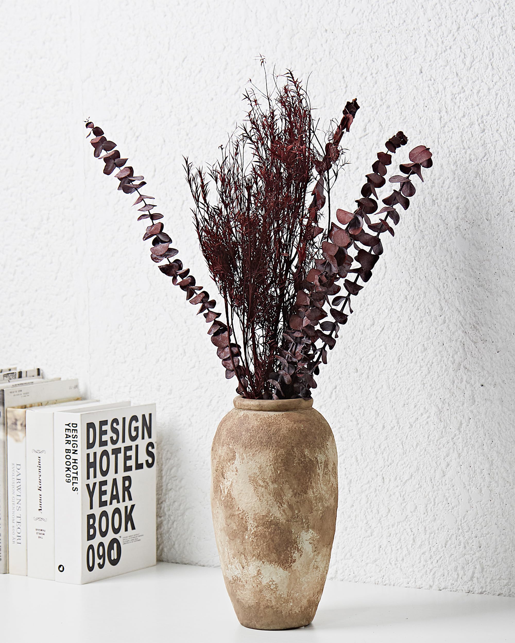 UPWOIGH Wabi-Sabi Style Tall Ceramic Vase, Handmade Rustic Ceramic Flower Vase, 10.24x5.9IN Roho Medium Decorative Vintage Vases Farmhouse Home Décor, Retro Texture Pattern for Living Room Gift