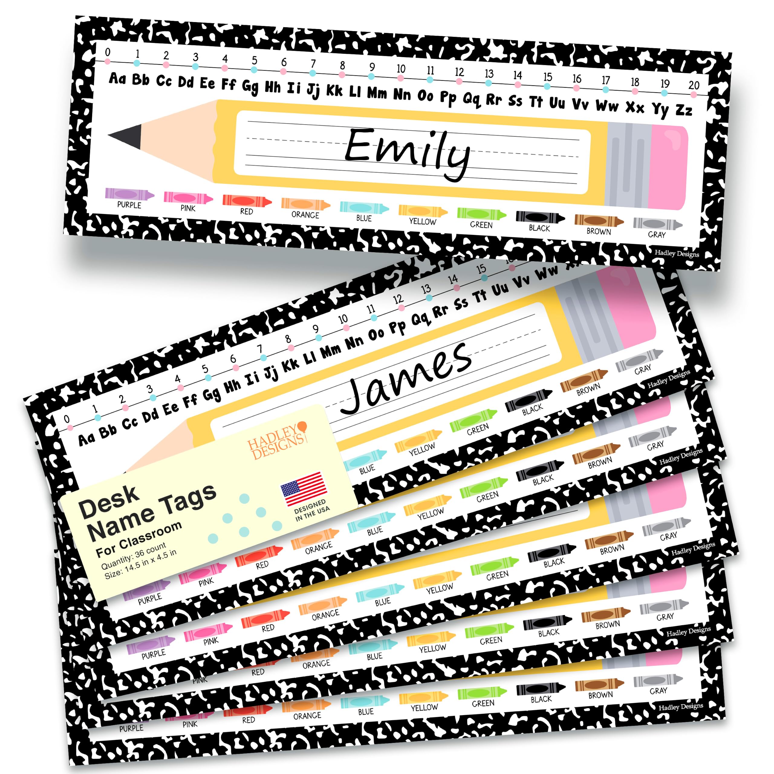 Hadley Designs Desk Name Tags for Classroom, 36 Student Name Tags