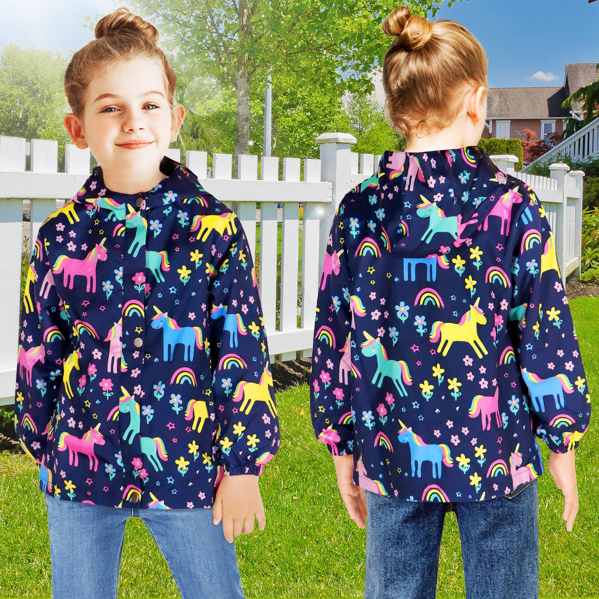 JinBei Chaqueta Impermeable con Capucha para Niños Chubasquero Transpirable de Manga Larga al Aire Libre Deportivo Softshell Abrigos Ligeros con Forro Blando Niño Niña Edad 2-10 Años