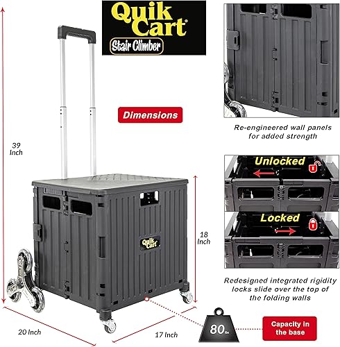 Miniatura 8 de dbest products Quik Cart Sport - Caja plegable con ruedas para profesores, capacidad de 80 libras, hecha de plástico resistente utilizado como Negro