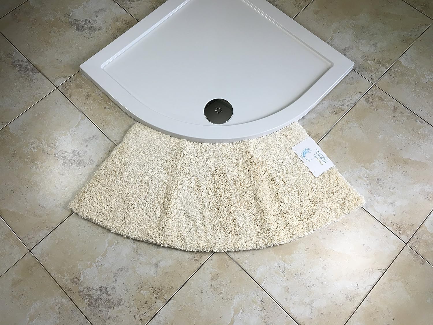 Cazsplash Luxury Quadrant Medium Curved Shower Mat (Cream) Amazon.co