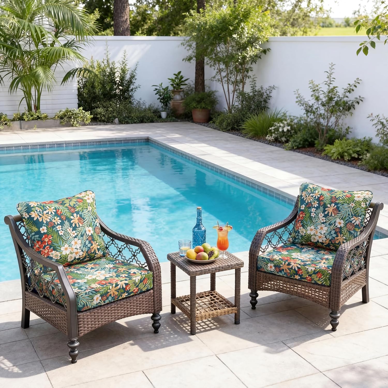 Art Leon Waterproof Outdoor Seat Cushion 24"x 24" 30D High Density Foam Patio Chair Cushions with Non-Slip Backing Patio Cushions for Patio Furniture Porch Swing Garden Bench Camping Stadium