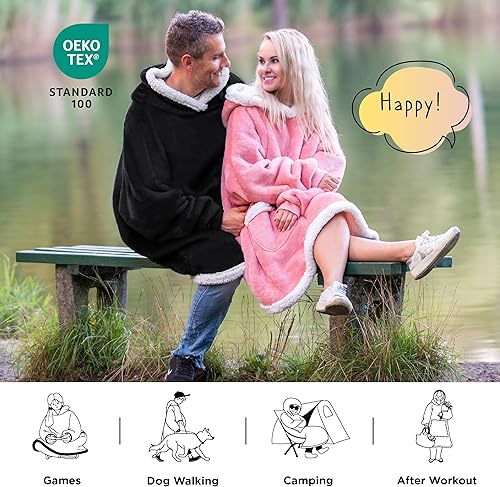 Vista 83 de Bedsure - Manta corta de sherpa para llevar puesta