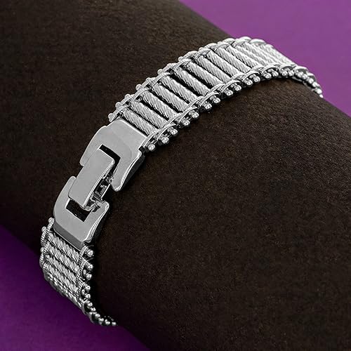 Miniatura 3 de LIFETIME JEWELRY Riccio Bar Bracelet 24k Real Gold Plated for Women and Men (10mm & 13mm)