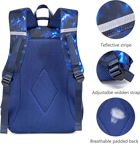 Miniatura 8 de LEDAOU Mochila escolar para adolescentes, niños y niñas, mochila escolar, mochila de viaje, casual, Pelota Azul-fútbol