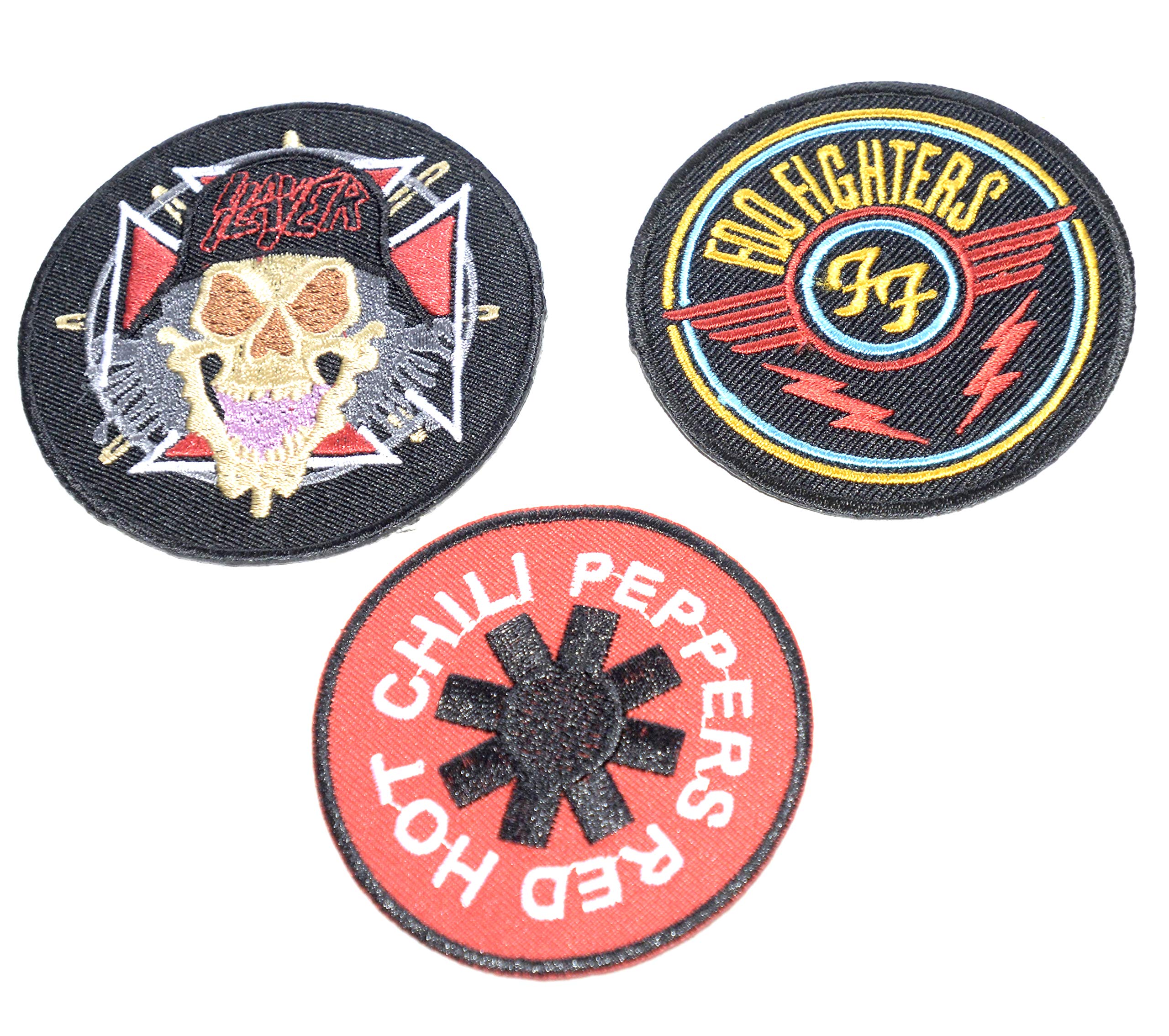 Set of 3 Iron On Patches (Slayer, Foo Fighters,Red Hot Chili Peppers)