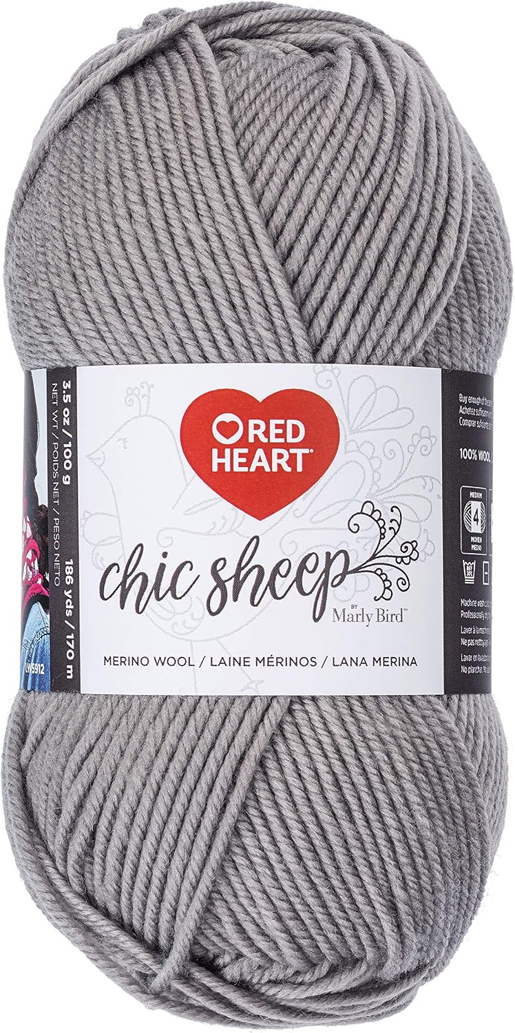 RED HEART R170.5640 Chic Sheep Yarn by Marly Bird, Platinum