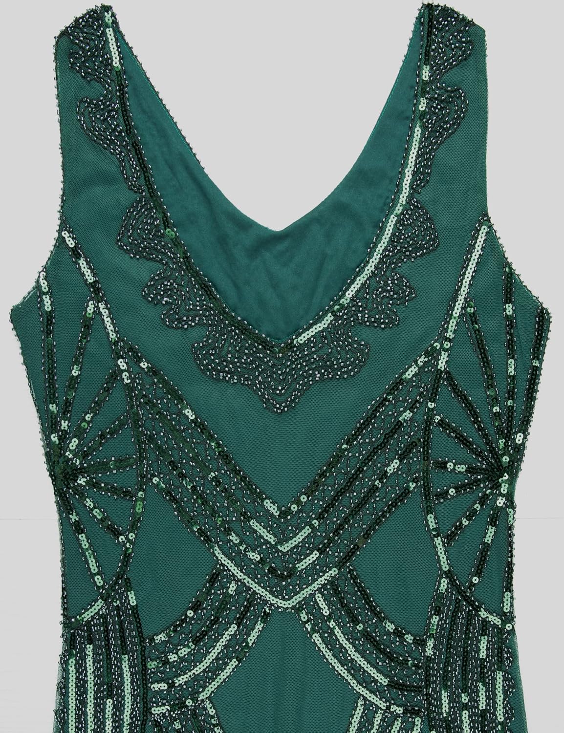 Women's 1920s Gatsby Dress V Neck Sequin Bead Fringed Cocktail Hem Flapper Dress - Image 5