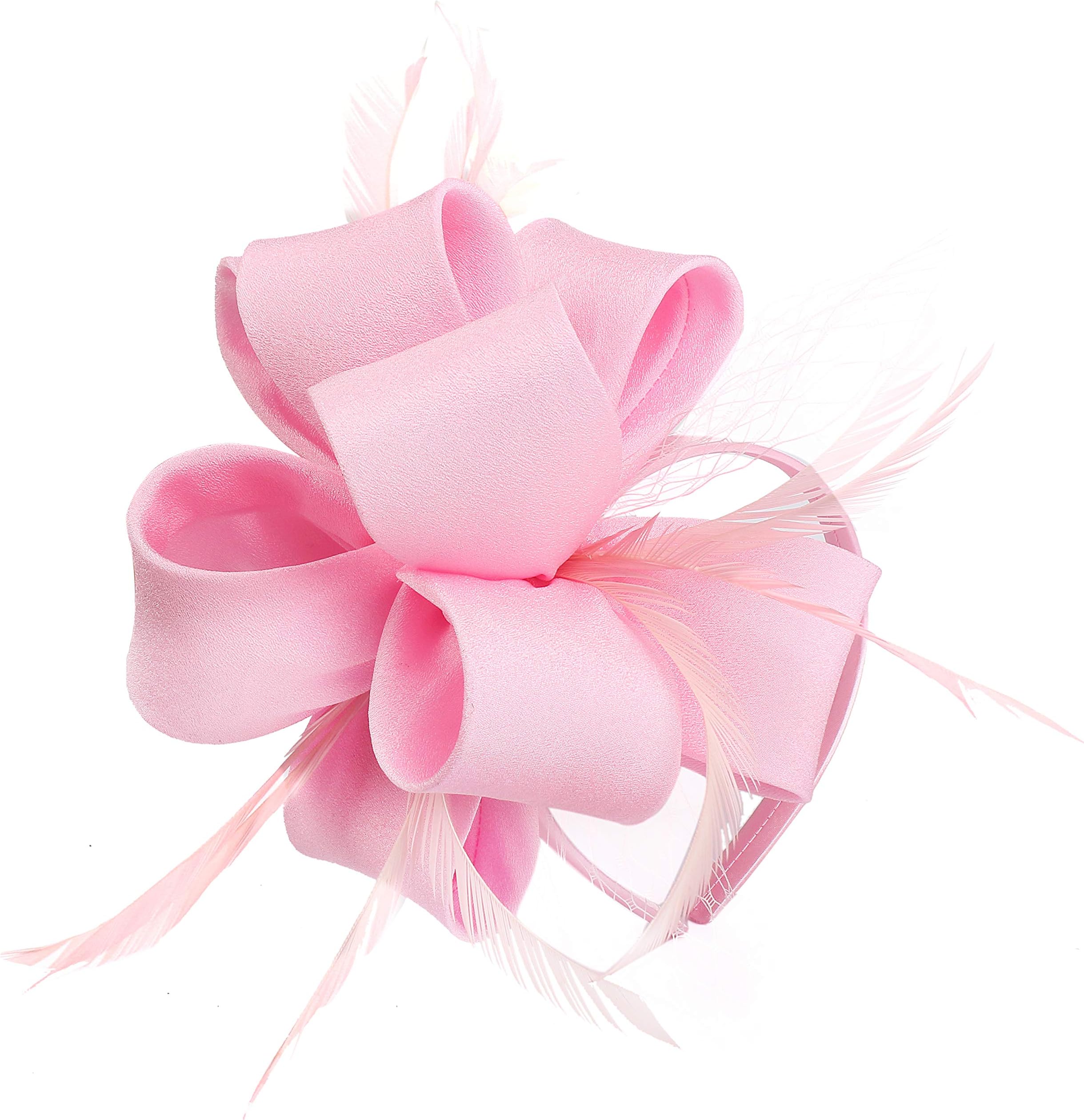 MyjoydayWomen's Fascinators Hat for Tea Party Church Cocktail, Feathers Veil Headband with Hair Clip