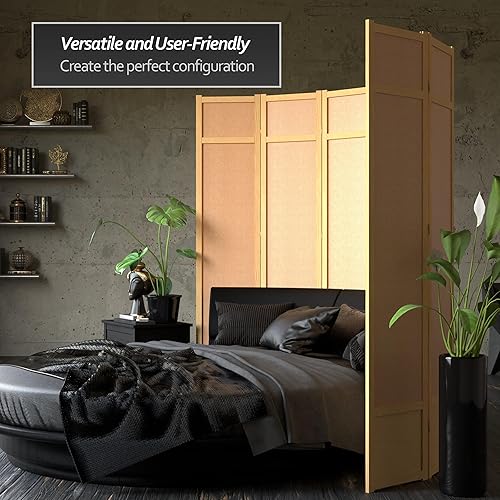 Miniatura 9 de Oriental Furniture Pantalla Shoji de yute de 7 pies de alto 5 paneles palisandro