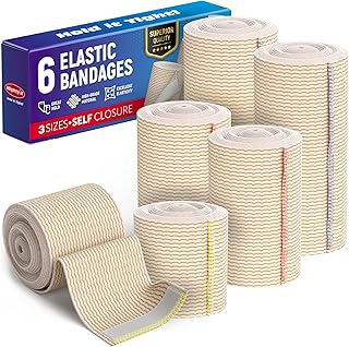 Premium Elastic Bandage Wrap with Self-Closures - 6 pk (2x2”, 2x3", 2x4") - Compression Bandage Wrap