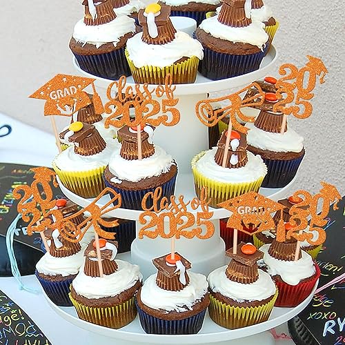 Miniatura 65 de 30 piezas 2024 de graduación 2024 decoración para cupcakes de doble cara clase de 2024, diploma 2024, felicitaciones graduadas, decoraciones
