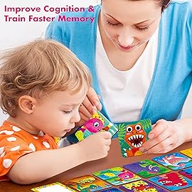 Memory Matching Game, 72 PCS Dinosaurs Matching Cards for Toddlers 36 Pairs Memory Cards Educational Toys for Preschool 4 5 6 Years Old