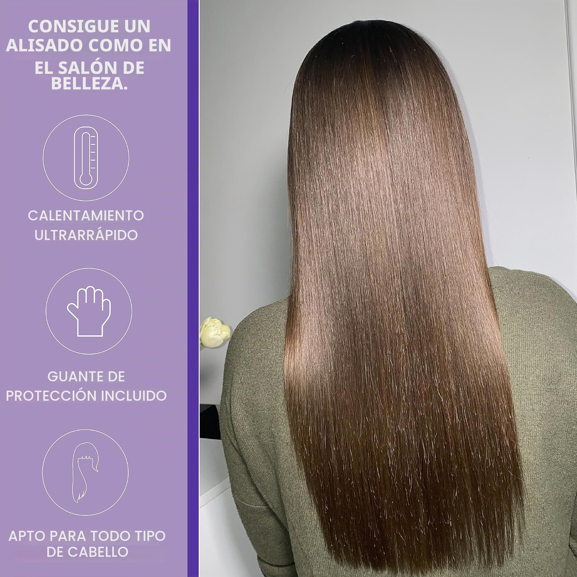 Lissara Wide Evolv - Plancha de pelo profesional - Placas anchas de Nanotitanio y flotantes - Hasta 230 °C - Especial para alisado brasileño - Negra