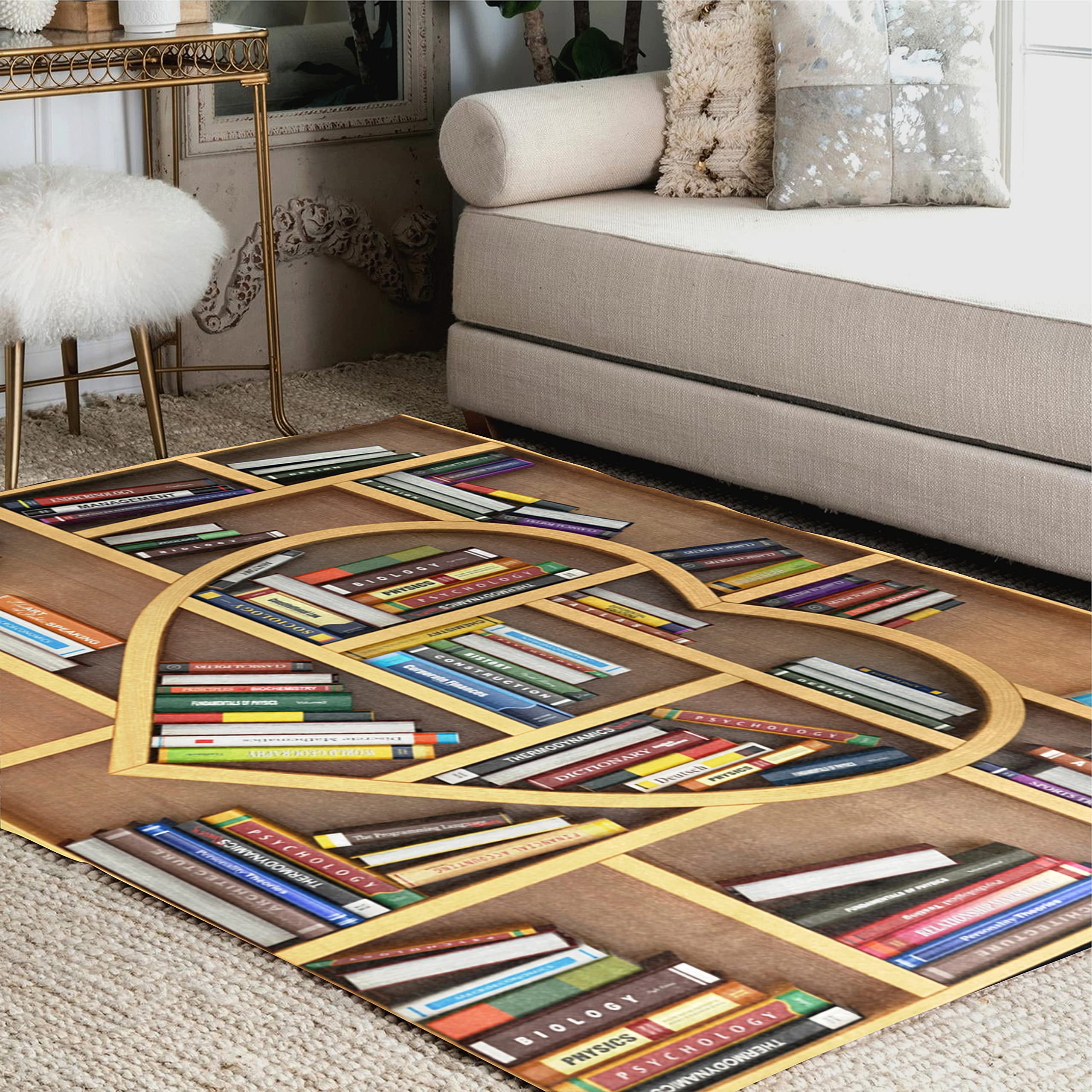 ALAZA Educational Bookshelf Area Rug Rugs for Living Room Bedroom 4'10" x 6'8"