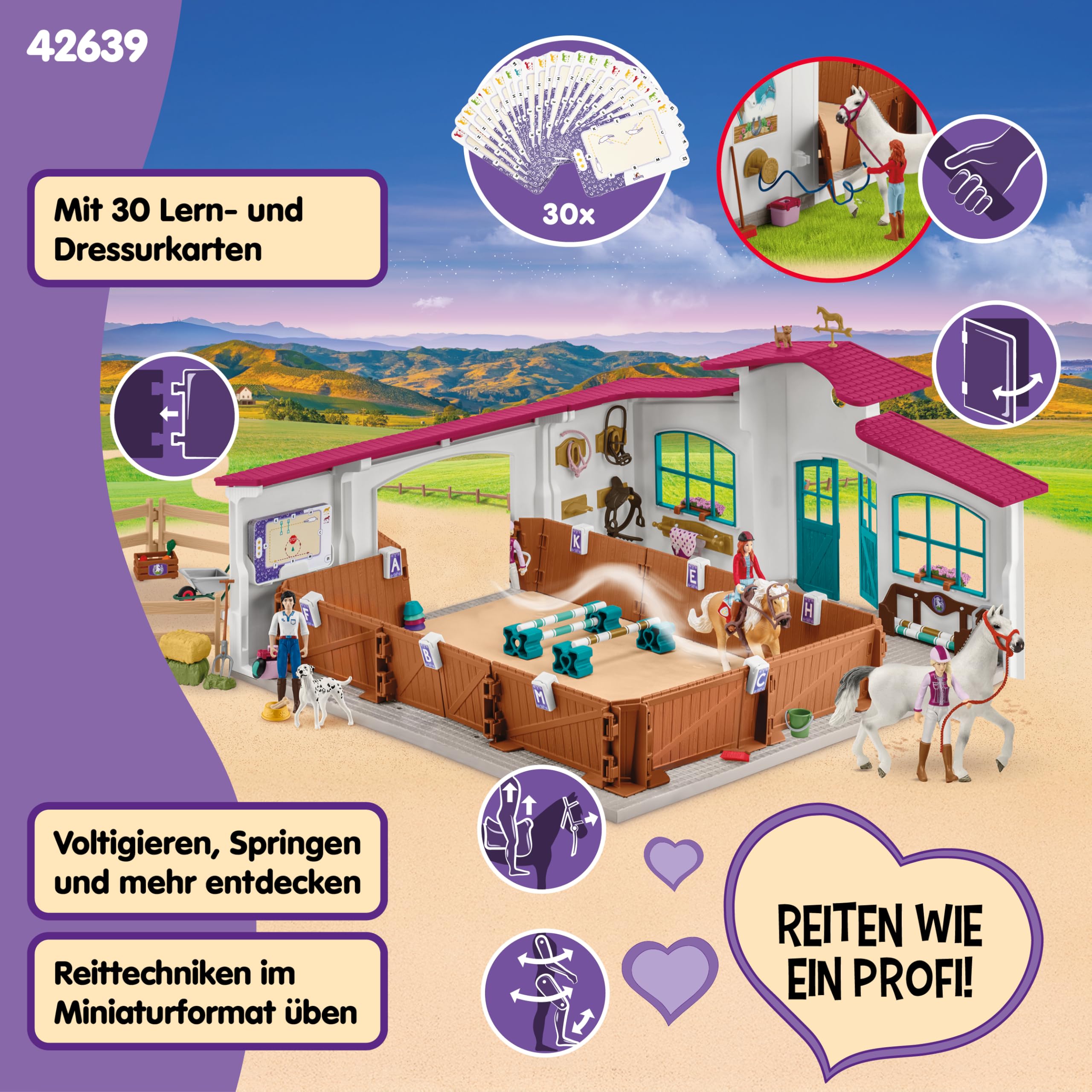 schleich Horse Club | Reithalle Peppertree 42639 | mit Hindernissen, Paddock, und vielem Zubehör | tolles Geschenk für Mädchen und Jungen | Pferde Spielzeug Kinder ab 5 Jahren | Set aus 179 Teilen
