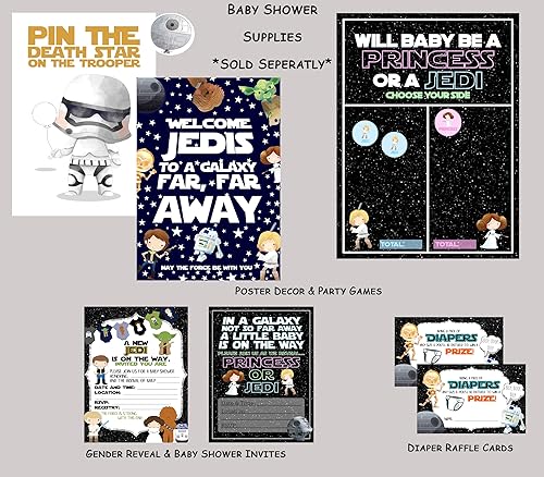 Miniatura 2 de Qué será el bebé Princesa o Jedi - Fiesta épica de una galaxia muy lejana Suministro de revelación de género Juego de actividades para fiesta de